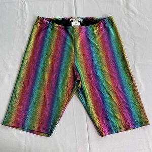 NWT Bear Dance Womens Shorts Bike Rainbow Shimmer Snake Print 10” Inseam Size M